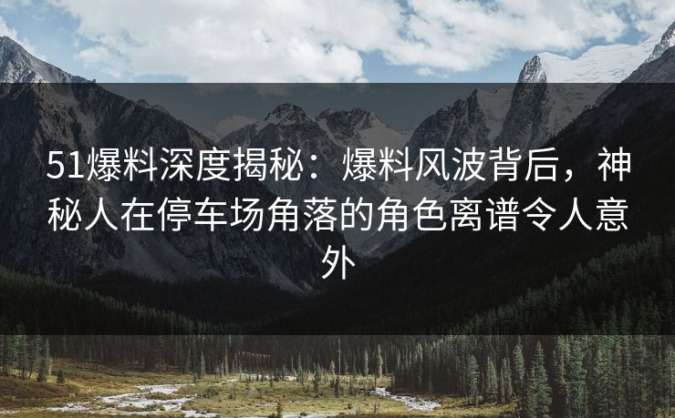 51爆料深度揭秘：爆料风波背后，神秘人在停车场角落的角色离谱令人意外